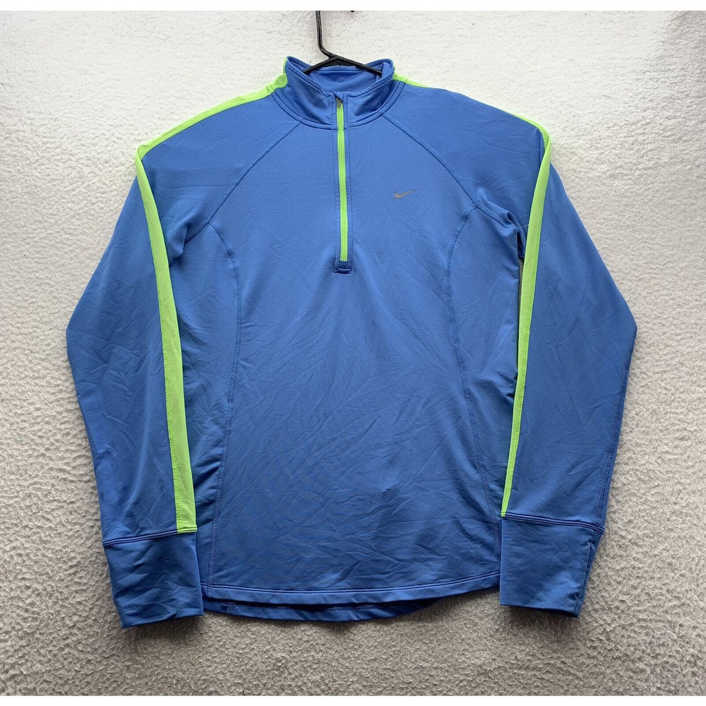 Nike‎ Dri-Fit Jacket Womens Medium M Blue Green 1/4 Zip Athleisure Running Thin